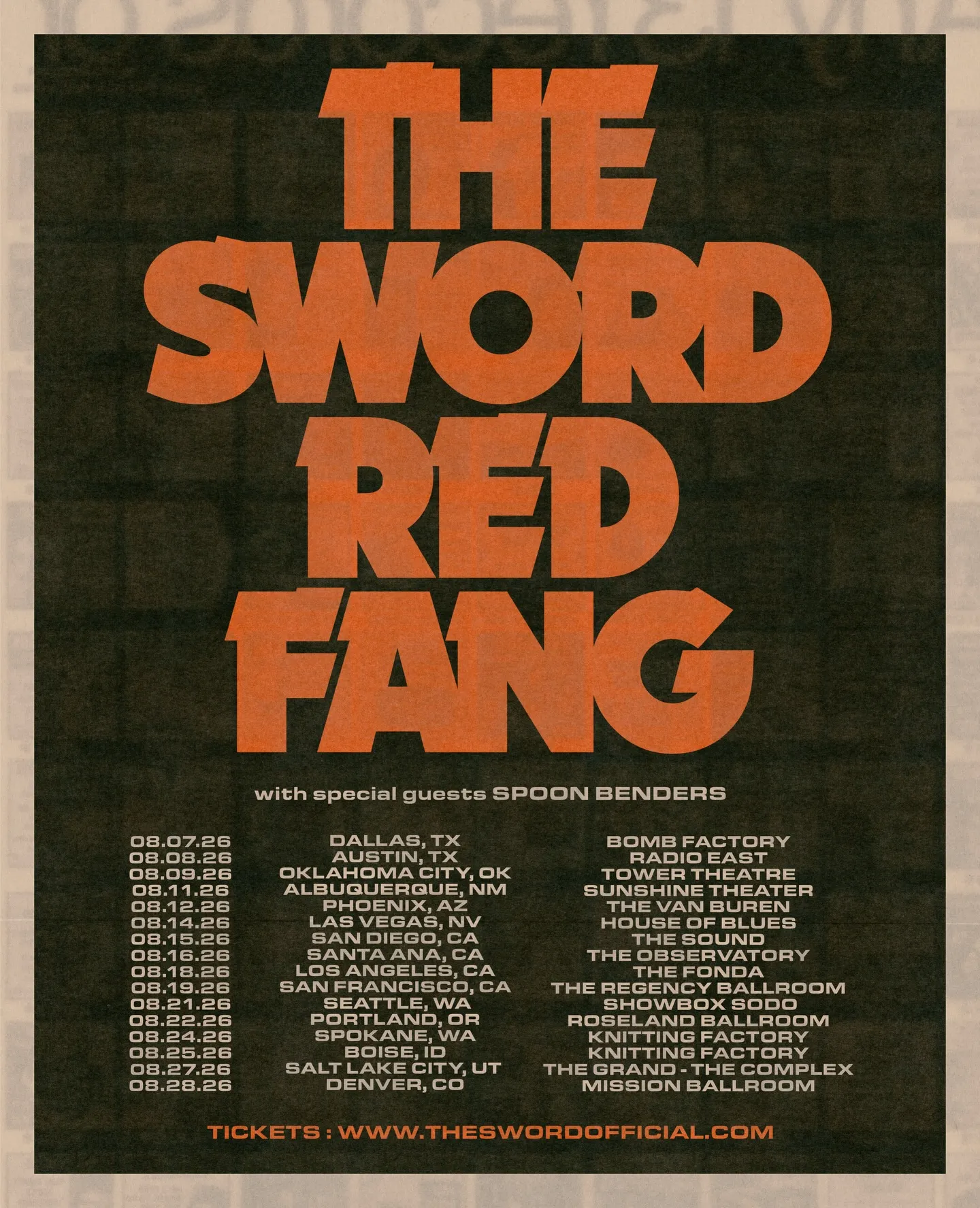 The Sword + Red Fang Tour 2026